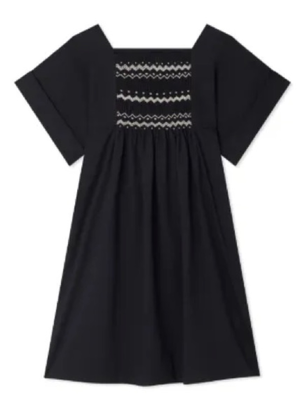 Bonpoint Paysanne Dress Girls 10Y Black Smocked Embroidered Lightweight Cotton